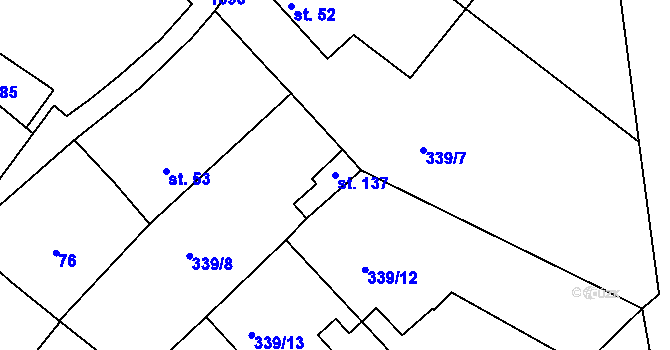 Parcela st. 137 v KÚ Borovy, Katastrální mapa