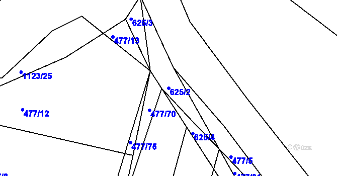 Parcela st. 625/2 v KÚ Borovy, Katastrální mapa