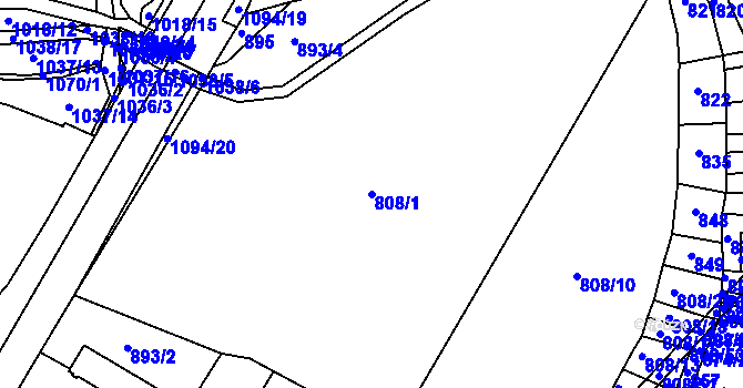 Parcela st. 808/1 v KÚ Borovy, Katastrální mapa