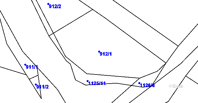 Parcela st. 912/1 v KÚ Borovy, Katastrální mapa