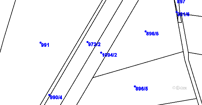 Parcela st. 1094/2 v KÚ Borovy, Katastrální mapa