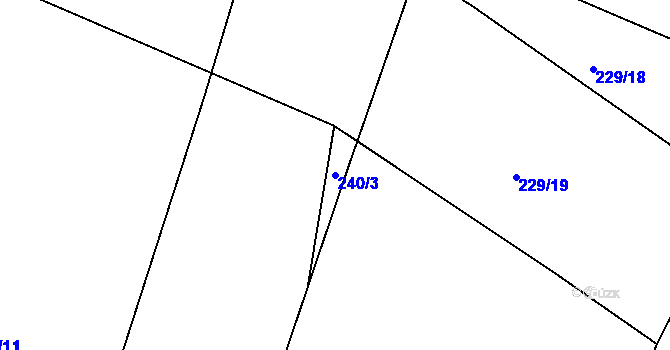 Parcela st. 240/3 v KÚ Borovy, Katastrální mapa