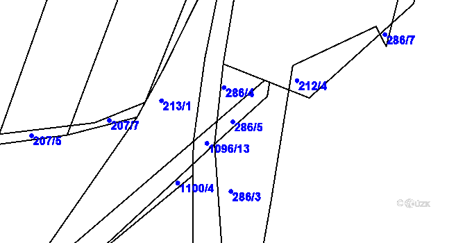 Parcela st. 286/5 v KÚ Borovy, Katastrální mapa