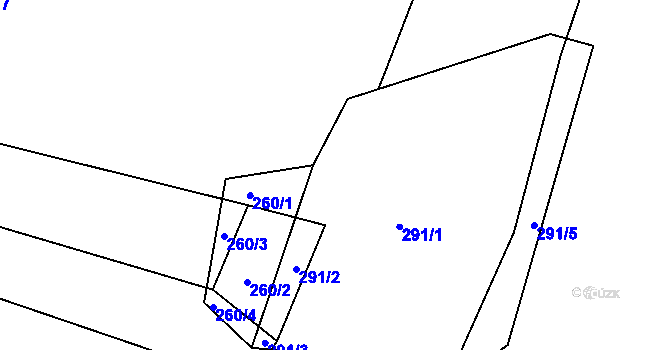 Parcela st. 291/4 v KÚ Borovy, Katastrální mapa