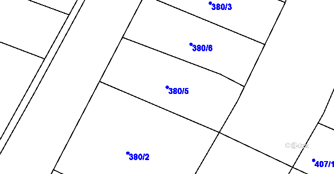 Parcela st. 380/5 v KÚ Borovy, Katastrální mapa