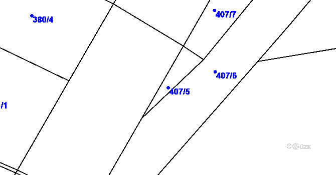Parcela st. 407/5 v KÚ Borovy, Katastrální mapa