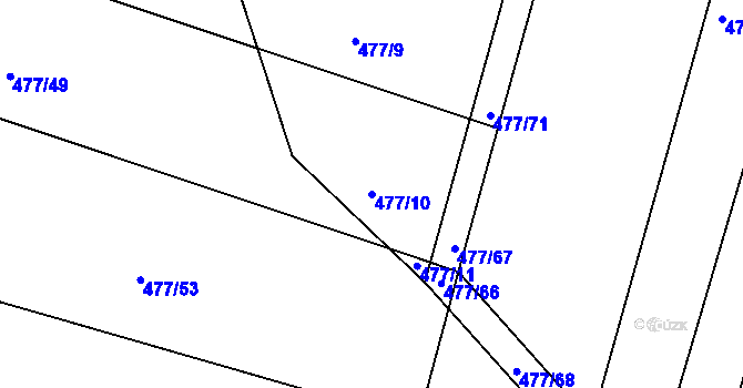 Parcela st. 477/10 v KÚ Borovy, Katastrální mapa