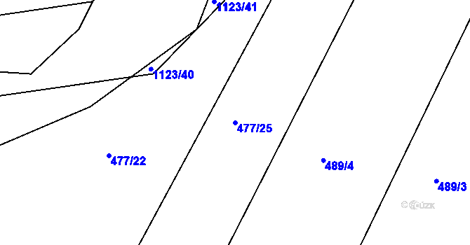Parcela st. 477/25 v KÚ Borovy, Katastrální mapa