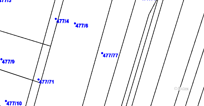 Parcela st. 477/77 v KÚ Borovy, Katastrální mapa