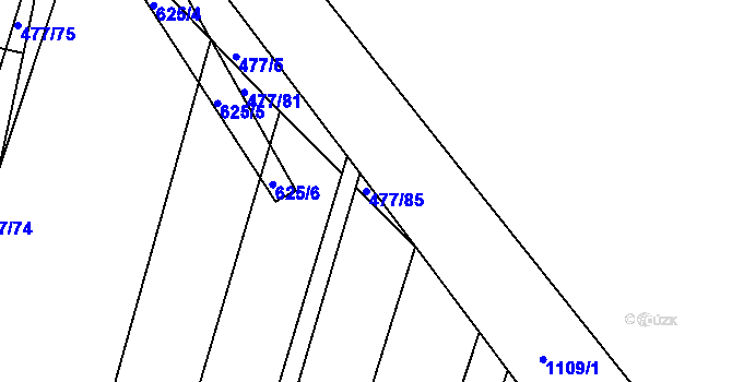 Parcela st. 477/85 v KÚ Borovy, Katastrální mapa