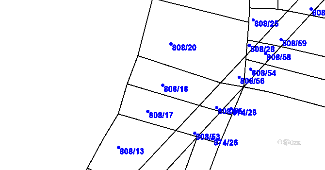 Parcela st. 808/18 v KÚ Borovy, Katastrální mapa