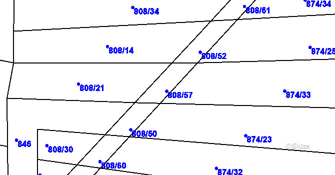 Parcela st. 808/57 v KÚ Borovy, Katastrální mapa