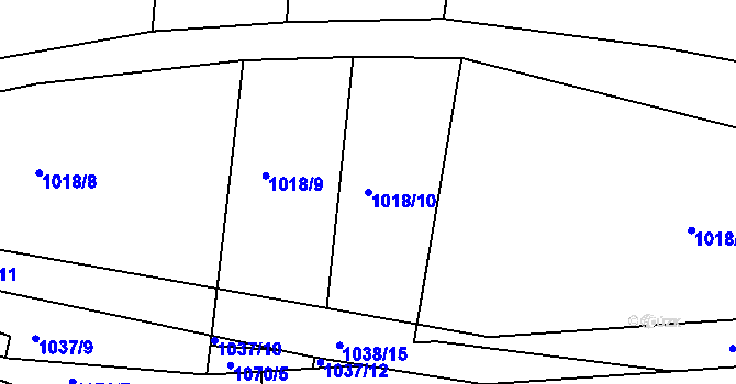 Parcela st. 1018/10 v KÚ Borovy, Katastrální mapa