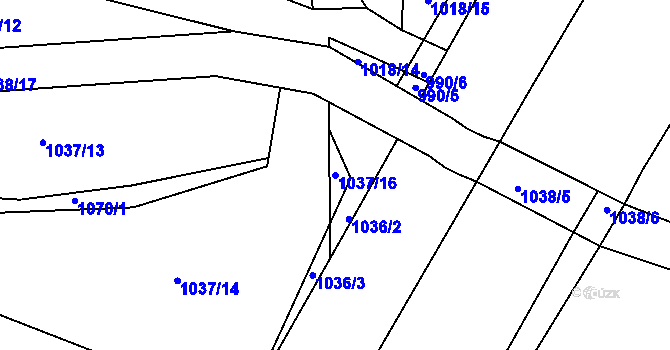 Parcela st. 1037/16 v KÚ Borovy, Katastrální mapa