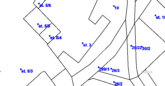 Parcela st. 3 v KÚ Nezdice nad Úhlavou, Katastrální mapa