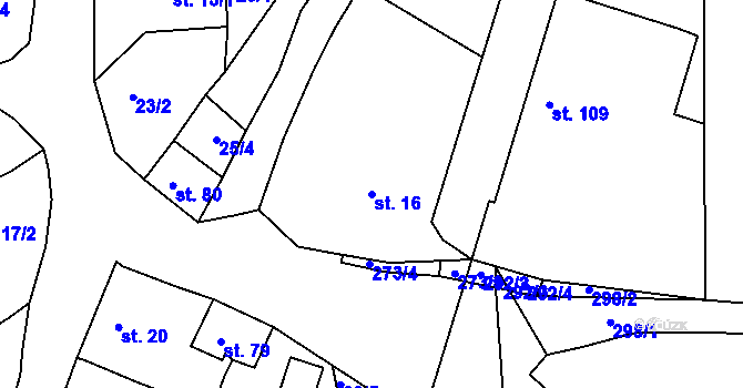 Parcela st. 16 v KÚ Nezdice nad Úhlavou, Katastrální mapa