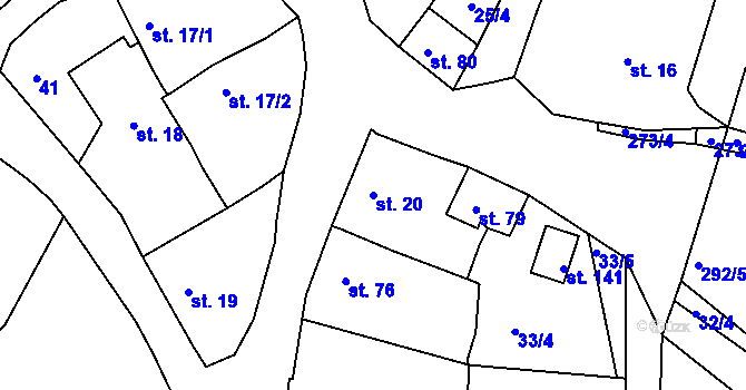 Parcela st. 20 v KÚ Nezdice nad Úhlavou, Katastrální mapa