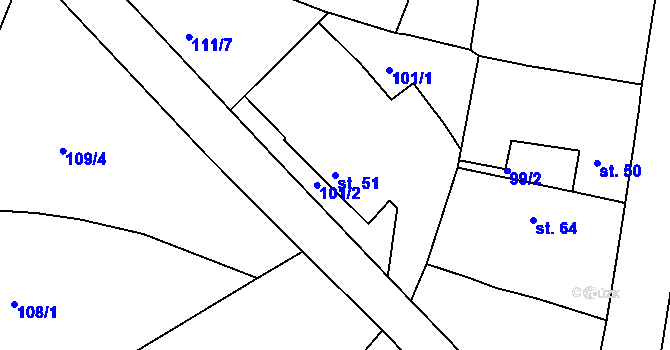 Parcela st. 51 v KÚ Nezdice nad Úhlavou, Katastrální mapa