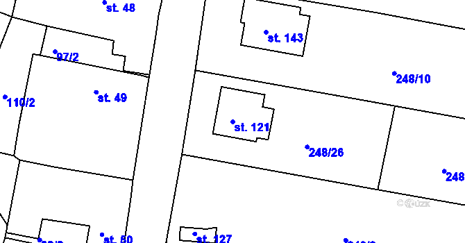 Parcela st. 121 v KÚ Nezdice nad Úhlavou, Katastrální mapa