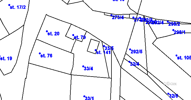 Parcela st. 141 v KÚ Nezdice nad Úhlavou, Katastrální mapa