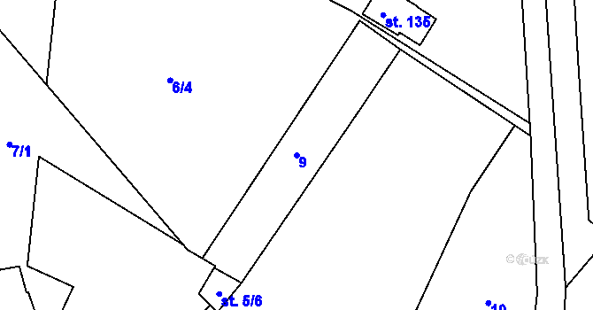 Parcela st. 9 v KÚ Nezdice nad Úhlavou, Katastrální mapa