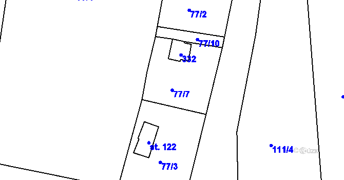 Parcela st. 77/7 v KÚ Nezdice nad Úhlavou, Katastrální mapa