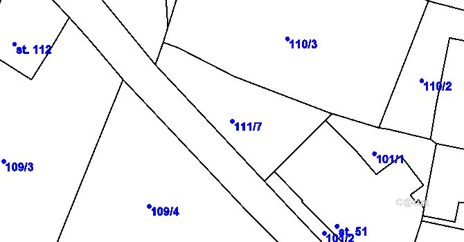 Parcela st. 111/7 v KÚ Nezdice nad Úhlavou, Katastrální mapa