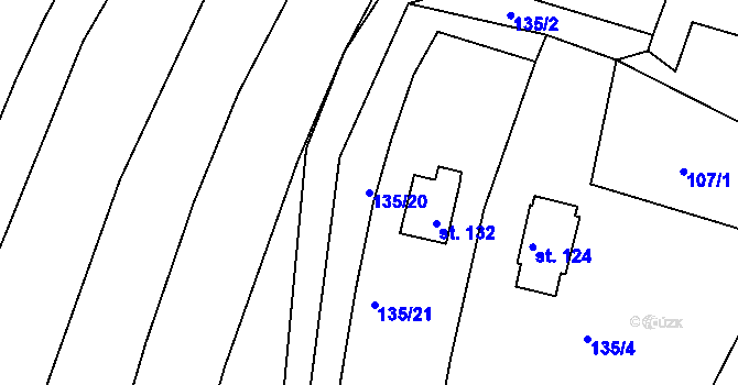 Parcela st. 135/20 v KÚ Nezdice nad Úhlavou, Katastrální mapa