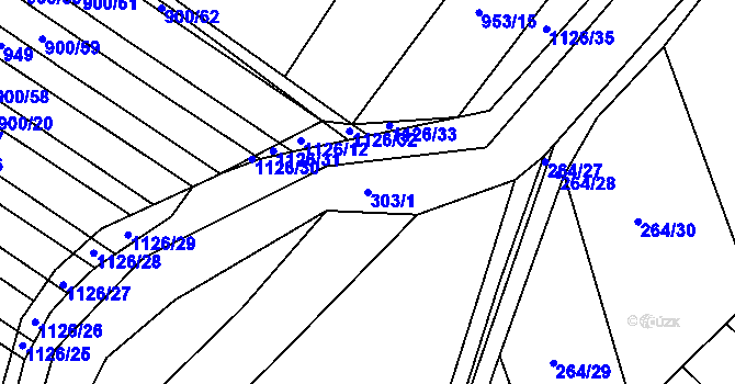 Parcela st. 303/1 v KÚ Nezdice nad Úhlavou, Katastrální mapa