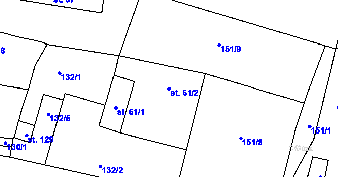 Parcela st. 61/2 v KÚ Nezdice nad Úhlavou, Katastrální mapa