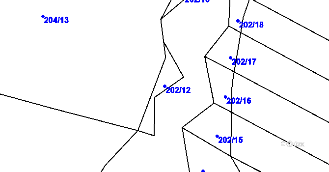 Parcela st. 202/12 v KÚ Nezdice nad Úhlavou, Katastrální mapa