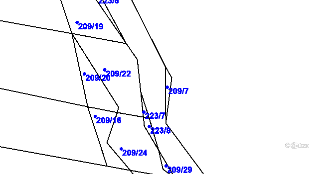 Parcela st. 209/7 v KÚ Nezdice nad Úhlavou, Katastrální mapa