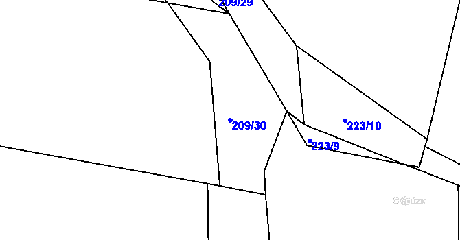 Parcela st. 209/30 v KÚ Nezdice nad Úhlavou, Katastrální mapa