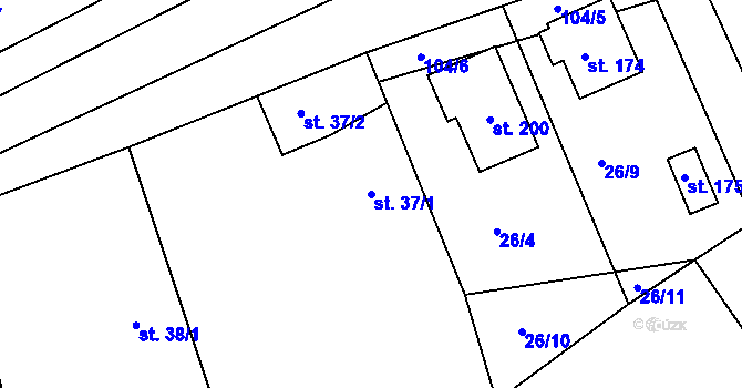 Parcela st. 37/1 v KÚ Vřeskovice, Katastrální mapa
