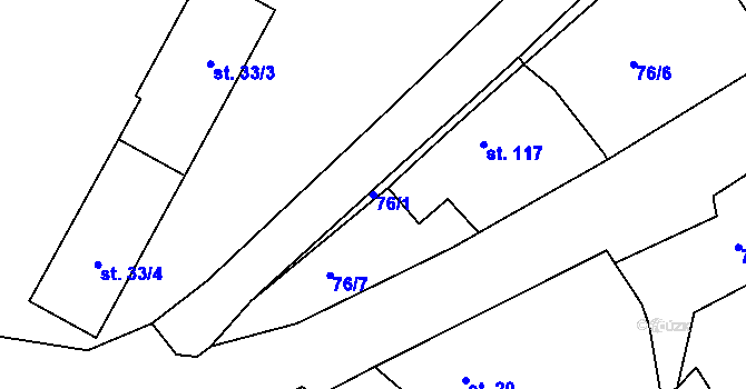 Parcela st. 76/1 v KÚ Vřeskovice, Katastrální mapa