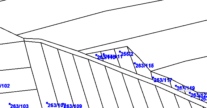 Parcela st. 263/111 v KÚ Vřeskovice, Katastrální mapa