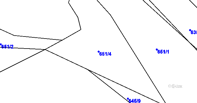 Parcela st. 651/4 v KÚ Vřeskovice, Katastrální mapa