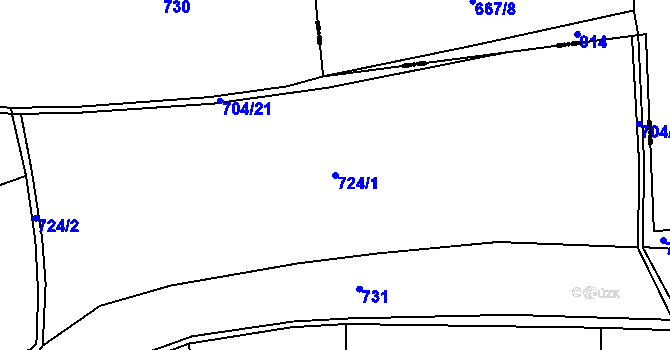 Parcela st. 724/1 v KÚ Vřeskovice, Katastrální mapa