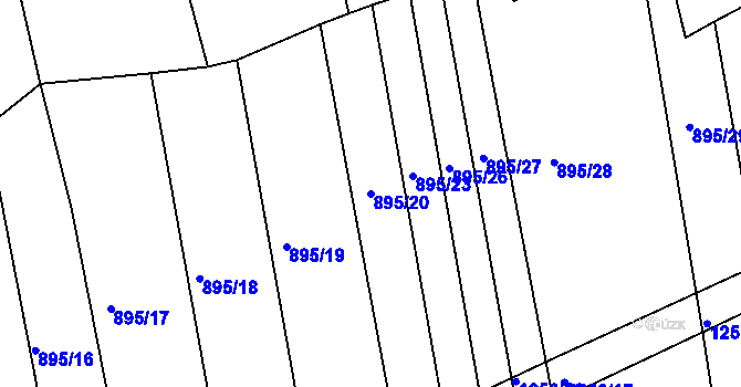 Parcela st. 895/20 v KÚ Vřeskovice, Katastrální mapa