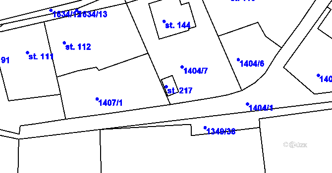 Parcela st. 217 v KÚ Vřeskovice, Katastrální mapa