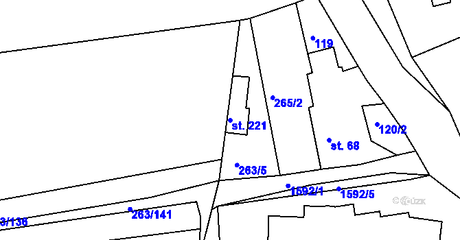 Parcela st. 221 v KÚ Vřeskovice, Katastrální mapa