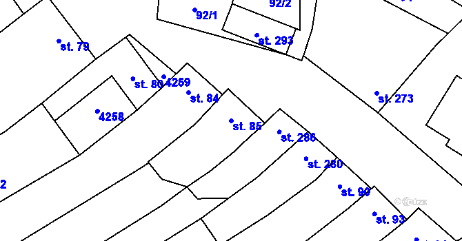 Parcela st. 85 v KÚ Boršice u Blatnice, Katastrální mapa