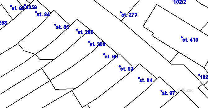 Parcela st. 90 v KÚ Boršice u Blatnice, Katastrální mapa