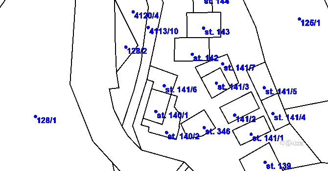Parcela st. 141/6 v KÚ Boršice u Blatnice, Katastrální mapa