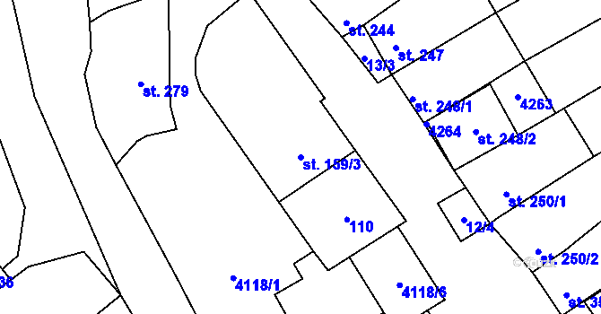 Parcela st. 159/3 v KÚ Boršice u Blatnice, Katastrální mapa