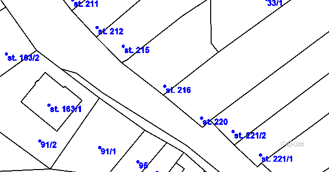 Parcela st. 216 v KÚ Boršice u Blatnice, Katastrální mapa