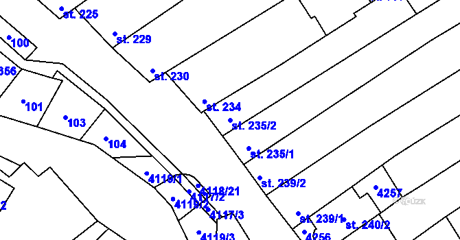 Parcela st. 235/2 v KÚ Boršice u Blatnice, Katastrální mapa