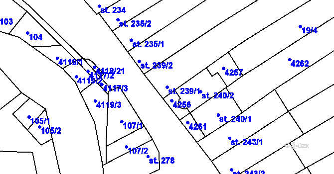 Parcela st. 239/1 v KÚ Boršice u Blatnice, Katastrální mapa