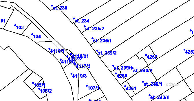 Parcela st. 239/2 v KÚ Boršice u Blatnice, Katastrální mapa