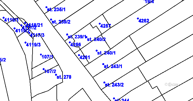 Parcela st. 240/1 v KÚ Boršice u Blatnice, Katastrální mapa